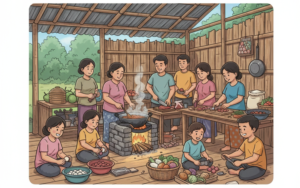 Memasak bersama keluarga untuk acara kecil di rumah sebagai alternatif sebelum memutuskan menggunakan jasa catering Jakarta Selatan