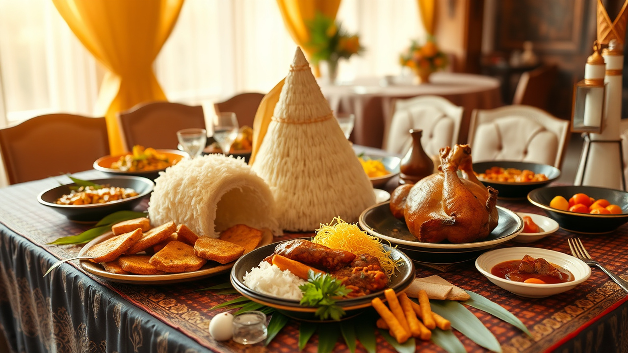 tradisi makanan pernikahan adat Jawa di meja resepsi modern